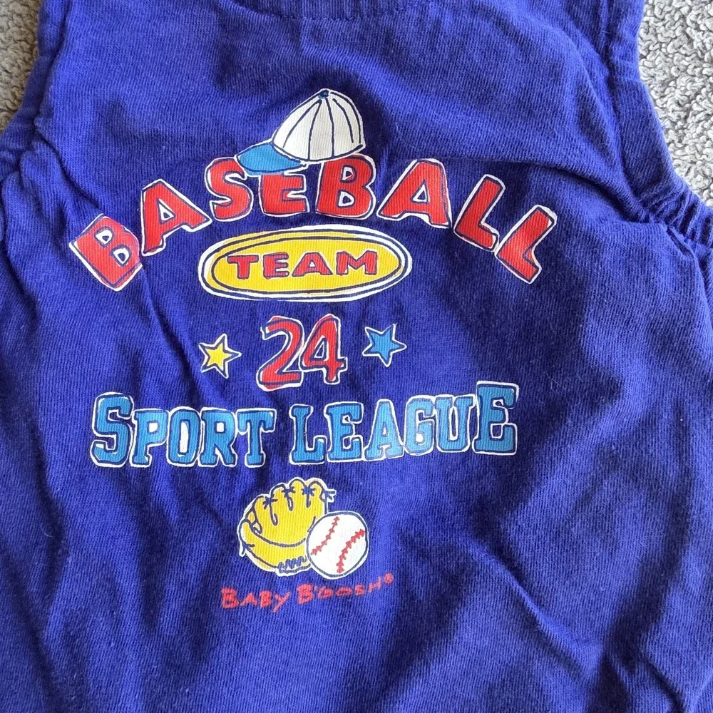 Vintage 90s Oshkosh B'gosh Baseball Theme‎ One Piece Jumper Overalls 3-6 Months